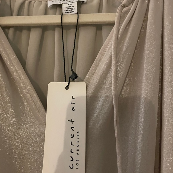 Metallic Foil Pleated Mini Dress XS NWT - Picture 3 of 8